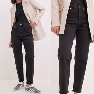 NA-KD Organic cotton High rise Waist Mom Jeans denim barrel Black 36 US 6 NEW